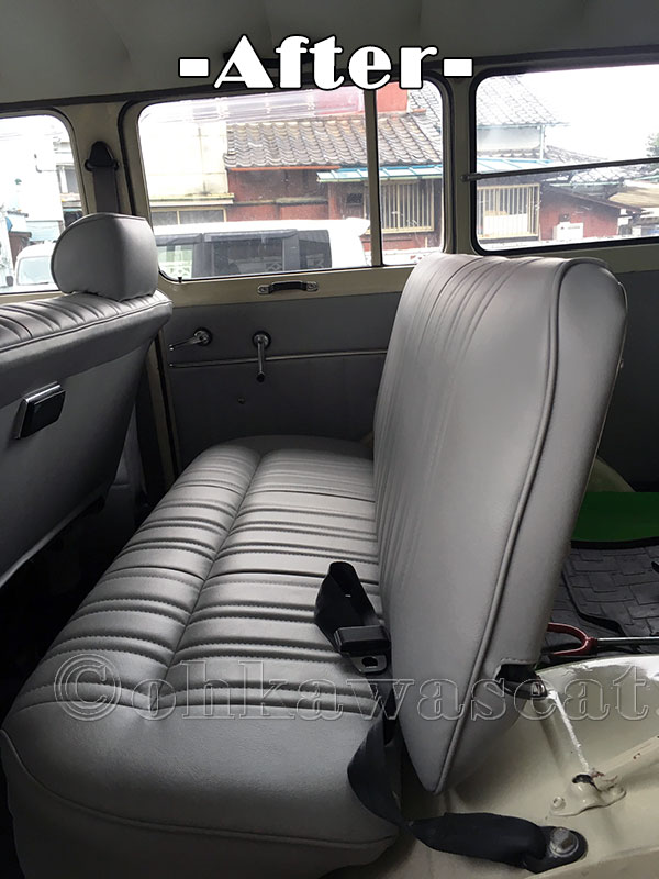 自動車シート張替えC-24/昭和57年式　三菱JEEP-J37　後席シート張替え後 画像