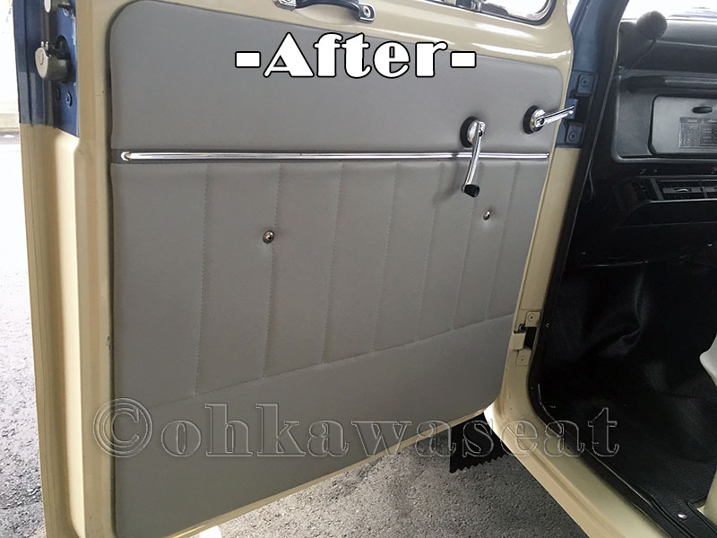 自動車シート張替えC-24/昭和57年式　三菱JEEP-J37　前席ドア張替え後 画像