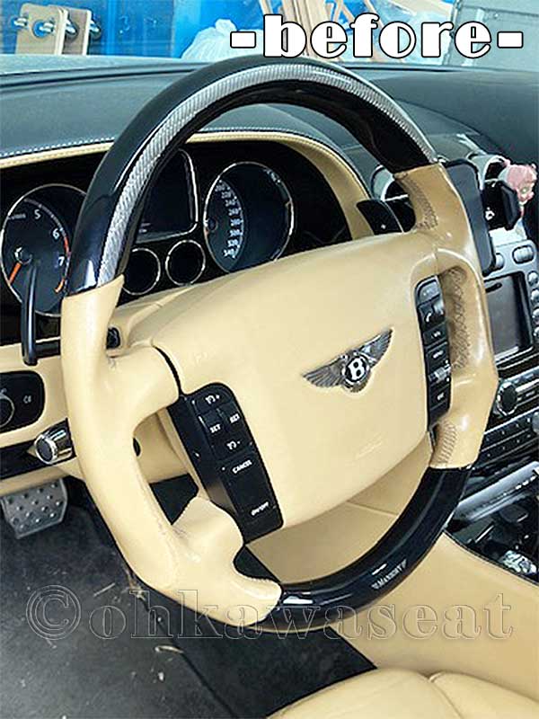 自動車シート張替えC-49/ベントレー　ドア内張り＆ステアリング張替え前