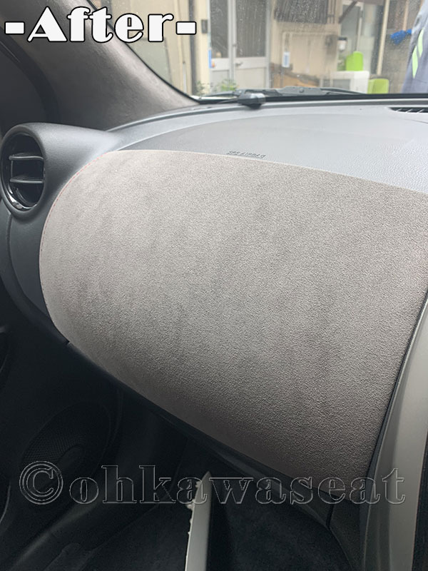 自動車シート張替えC-62/K-13マーチ　グローブボックス＆左ピラー張替え