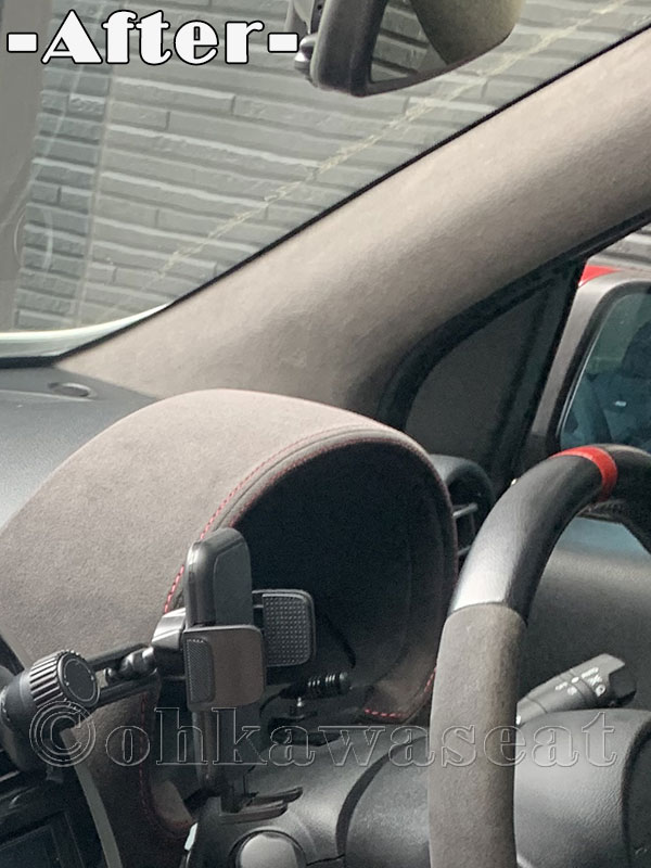 自動車シート張替えC-62/K-13マーチ　グローブボックス＆右ピラー張替え