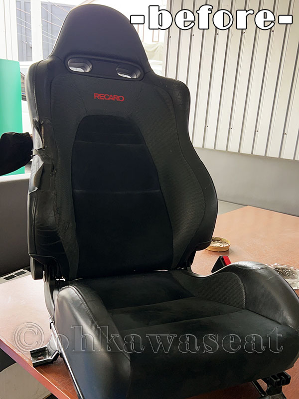 自動車シート張替えC-65/三菱　ランサ―エボリューションⅨ　シート張替え施工前