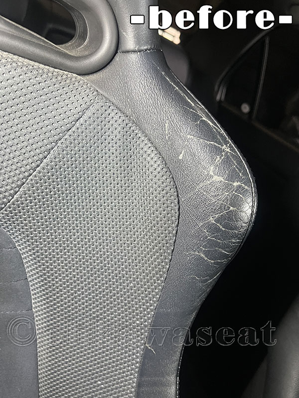 自動車シート張替えC-65/三菱　ランサ―エボリューションⅨ　シート張替え施工前アップ画像