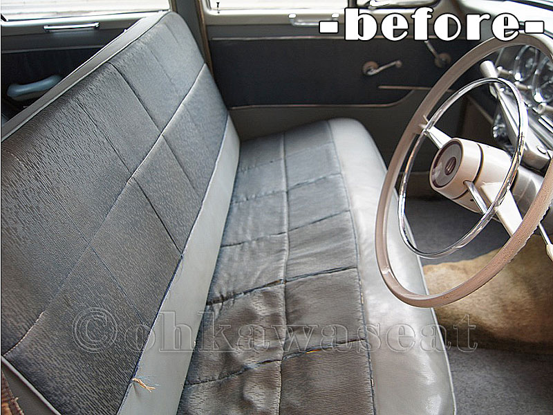 自動車シート張替えC-66/いすゞ　ヒルマンミンスク　シート張替え施工前-前席