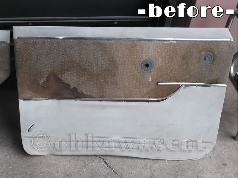 自動車シート張替えC-66/いすゞ　ヒルマンミンスク　ドア内張り張替え施工前