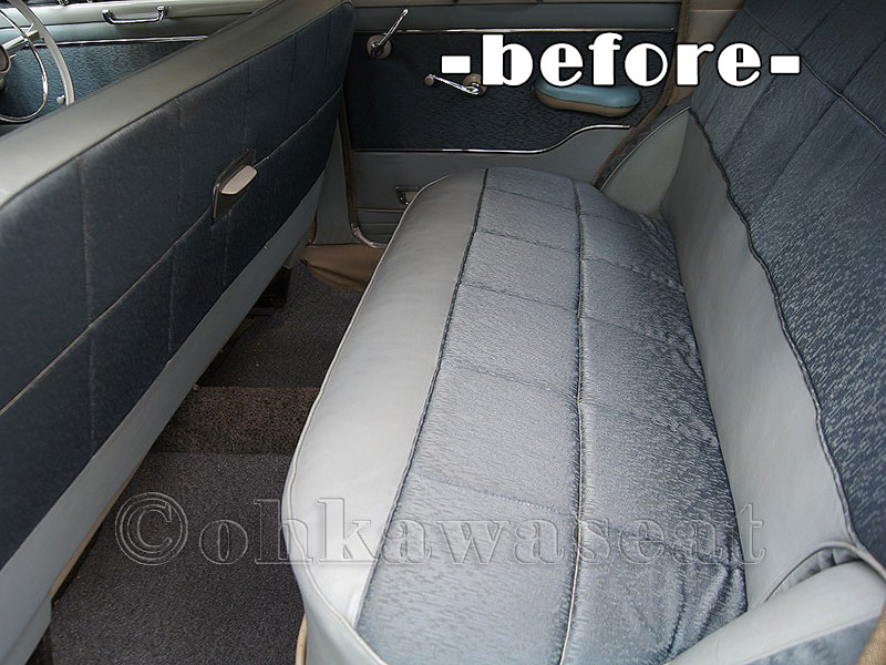 自動車シート張替えC-66/いすゞ　ヒルマンミンスク　シート張替え施工前-後席