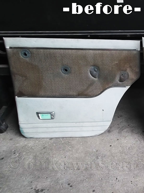 自動車シート張替えC-66/いすゞ　ヒルマンミンスク　ドア内張り張替え施工前