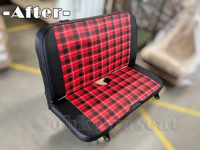 自動車シート張替えC-68/　HONDAバモスⅡ　シート張替え施工後の車体装着前別角度画像