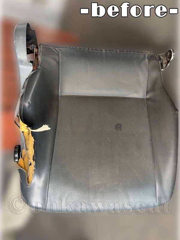自動車シート張替えC-74 / 三菱FUSOトラック　ファイター　座面ウレタン補修及び張替え施工前